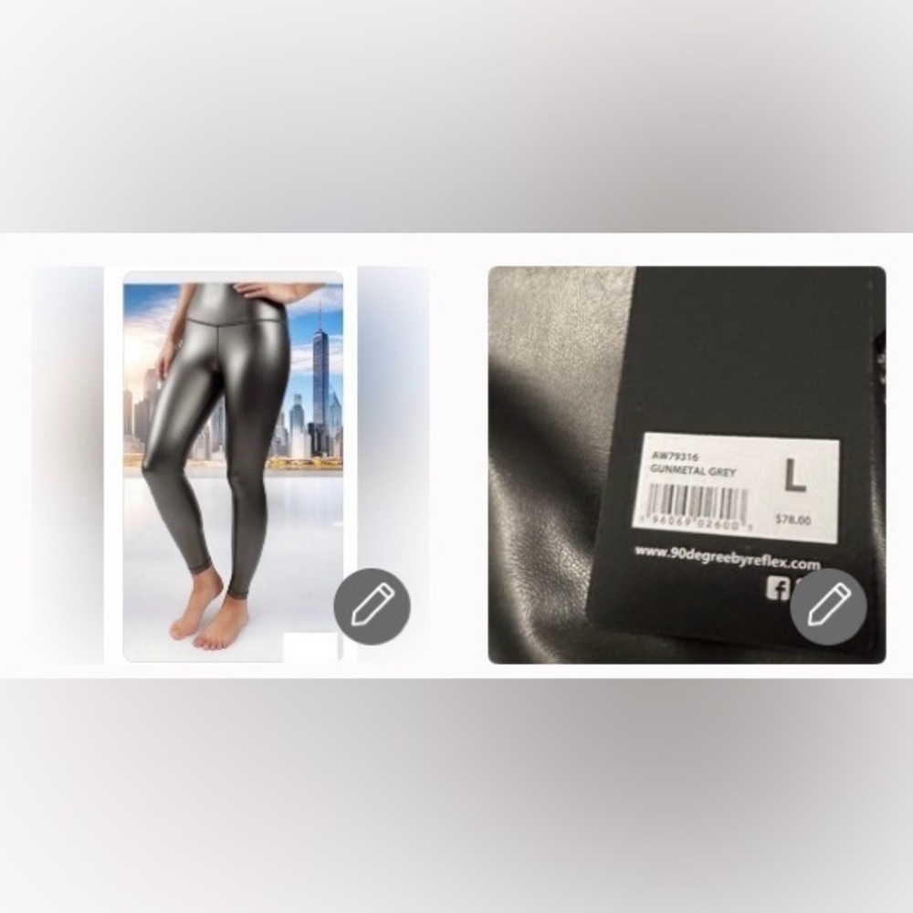 NWT 90Degree by Reflex Super High Rise L Leatherette Leggings